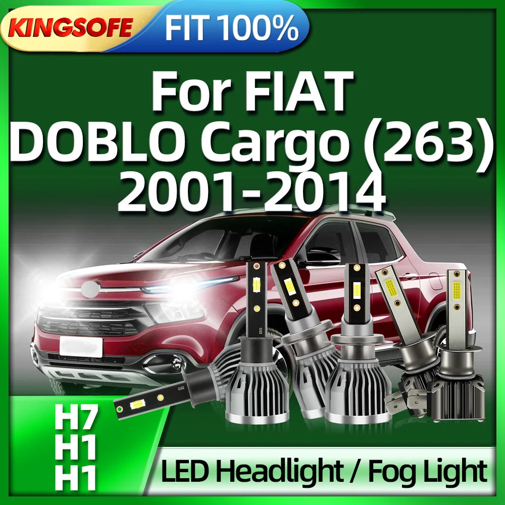 KINGSOFE H7 LED H1 Car Headlight 110W Fog Light 6000K For FIAT DOBLO Cargo (263) 2001 2002