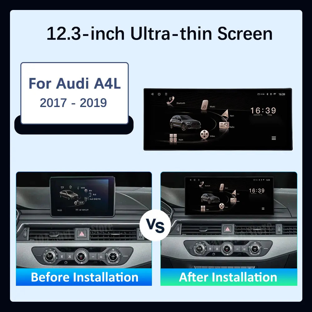 Car Multimedia Radio player for Audi A4L 2017 - 2019 Android 15 Bluetooth WiFi GPS Navigat
