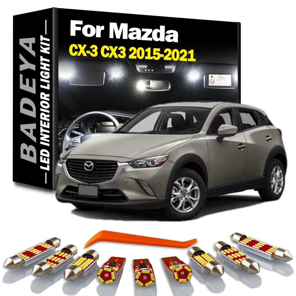 10-Piece LED Interior Light Kit for Mazda CX3 - Canbus Error-Free Interior Bulbs