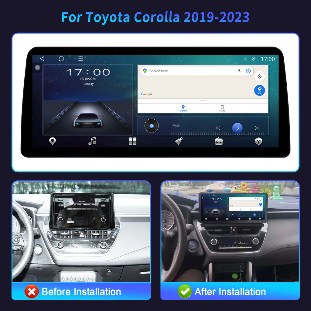 12.3inch Android 15 For Toyota Corolla 2019-2023 Car Radio Navigation 4G GPS Multimedia Wi