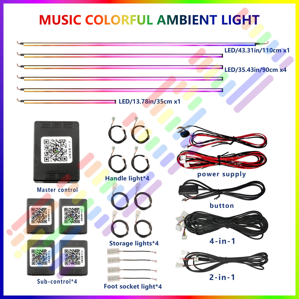 64 Colors - Ambient Light - App Control - Car Interior Lighting | AUTOKITSHOP