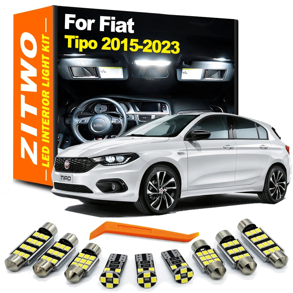 ZITWO 11Pcs LED Bulb Interior Dome Map Reading Light Kit For Fiat Tipo 2015 2016 2017 2018 2019  - Canbus LED Car Light