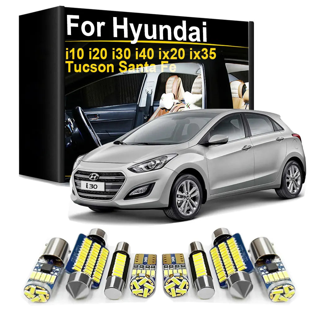 LED Interior Light Kit for Hyundai i10 i20 i30 i40 ix20 ix35 Tucson Santa Fe Santafe Accessories Car Interior LED Lig...