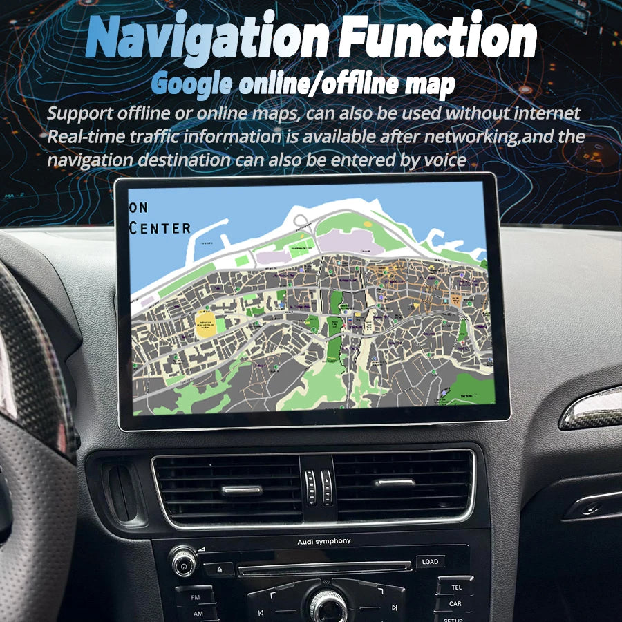 256GB Android 15 Screen Car Stereo For Audi Q5 2009-2016 WIFI 4G SIM Split Screen BT GPS N