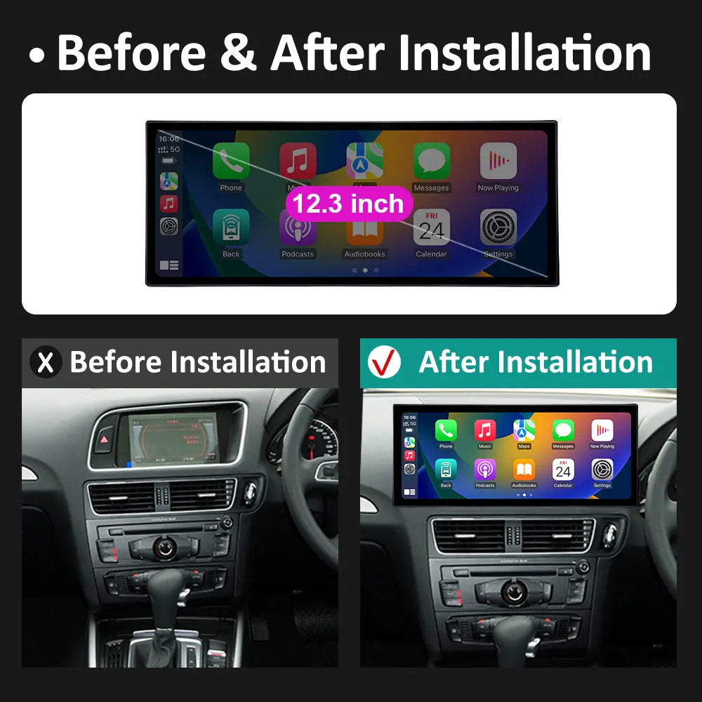 for Audi Q5 2009 2010 2011 2012 2013 - 2017 Wireless Carplay Android 15 Bluetooth Cooling  | AUTOKITSHOP