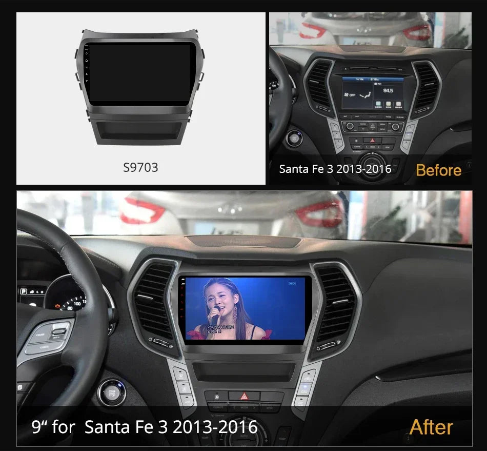 12.3" Car Radio GPS Android 12 for Hyundai Santa Fe 3 2013-2016 - QLED Screen Carplay Multimedia Player 8G+256G Bluetoot