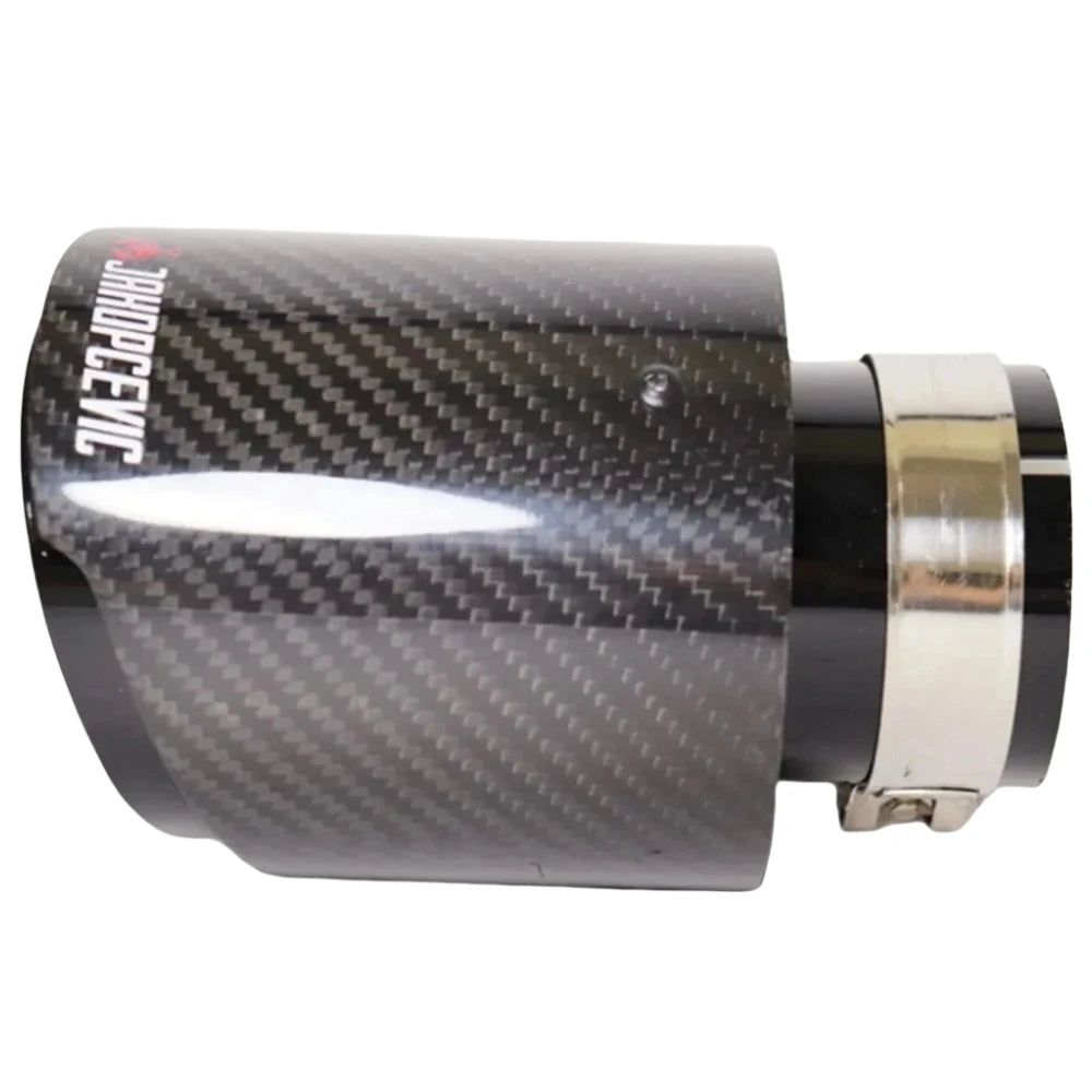 1Piece Car Gloss Carbon Fiber Muffler Tip Exhaust System Pipe Mufflers Nozzle Universal Straight - Automotive LED Light
