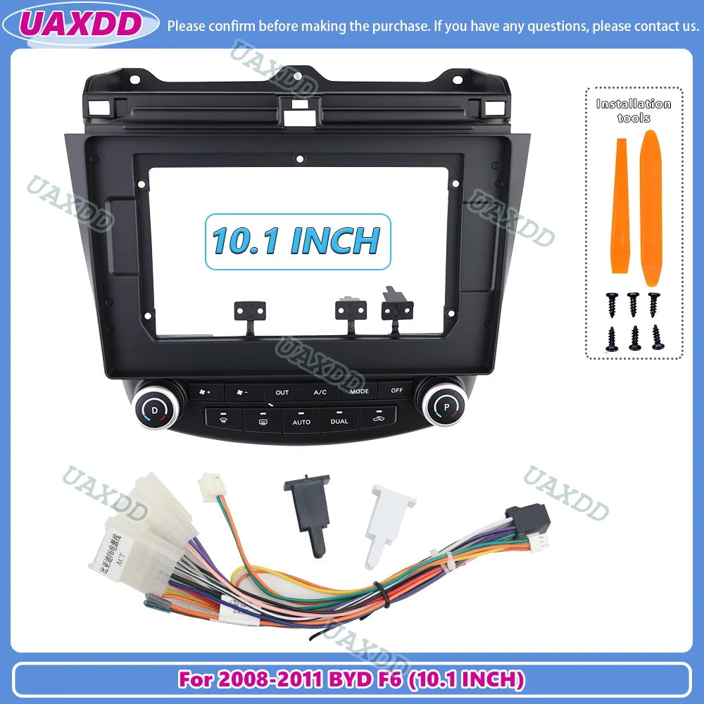 FOR 2008-2011 BYD F6 10.1 INCH 2 Din Car radio Android frame panel Center fascia cable vid