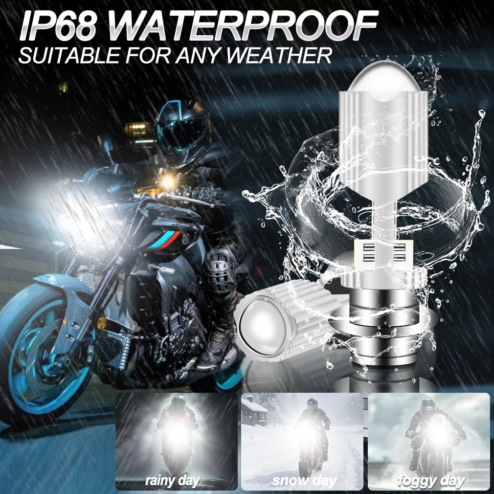 H4 LED Headlight Motorcycle 60W 4000LM Light Blubs BA20D H6 P15D LED Light 3570 CSP Fog He