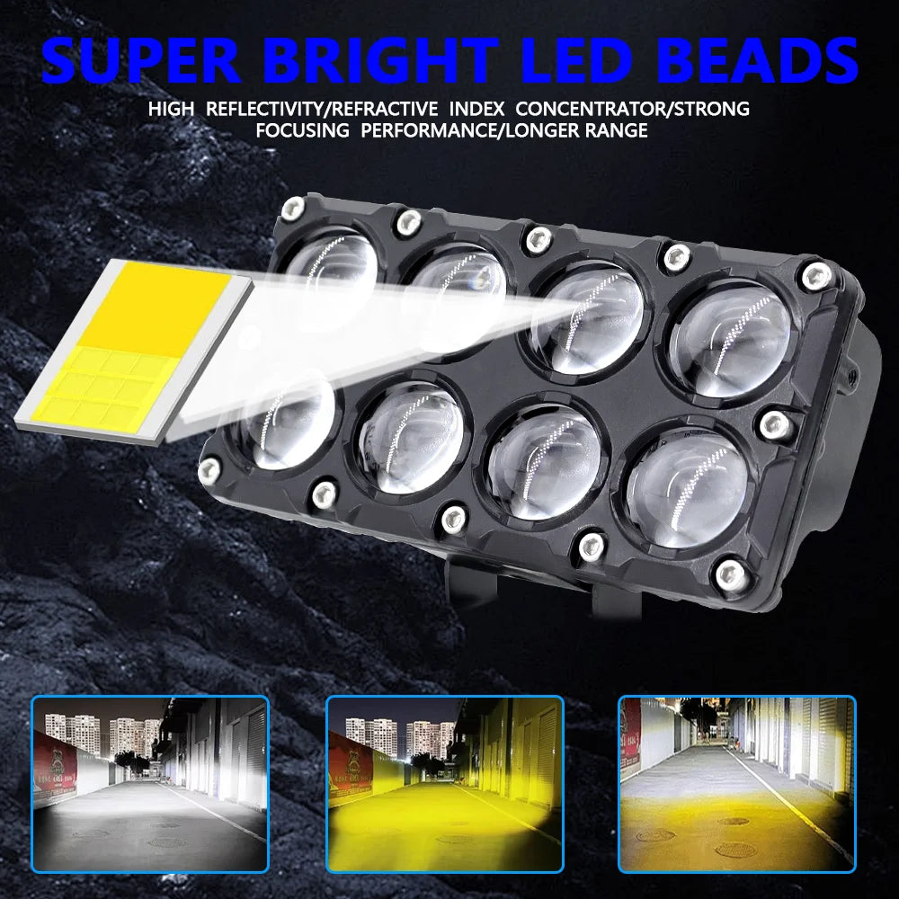6/8/10 Lens Auxiliary Motorcycle Spotlight Working Fog lights Bulb Projector Headlight Add