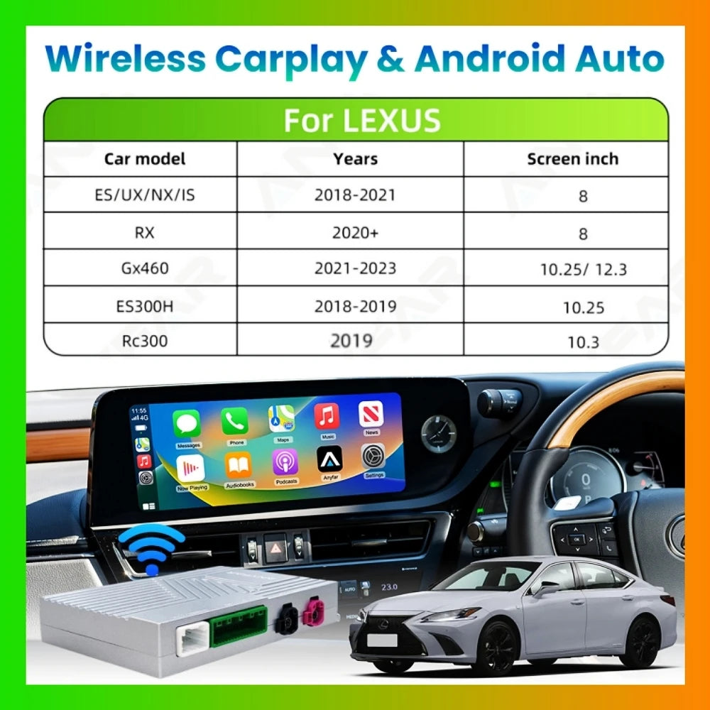 Wireless CarPlay Android Auto Retrofit Kit For LEXUS ES UX NX IS 2018-2021 RX 2020 Gx460 2 | AUTOKITSHOP