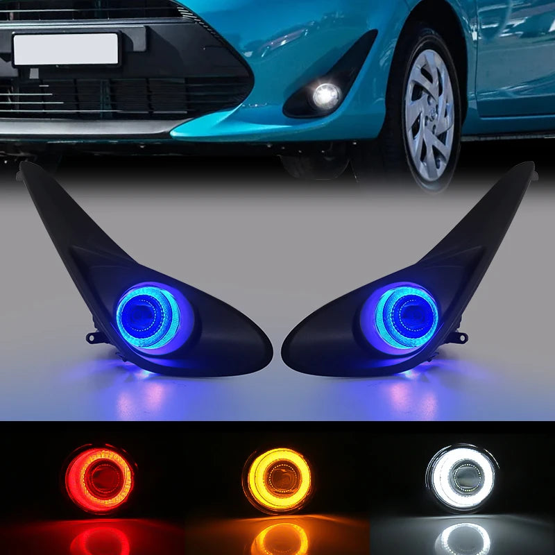 Led Fog Lamp DRL For Toyota Aqua Prius 2018 2019 Daytime Running Light Angel Eyes Front Bu | AUTOKITSHOP