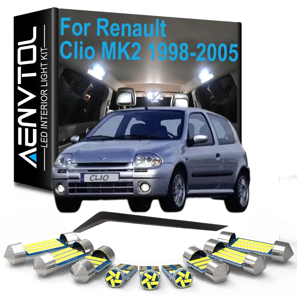 8-Piece LED Interior Light Kit for Renault MK2 - Canbus Error-Free Interior Bulbs