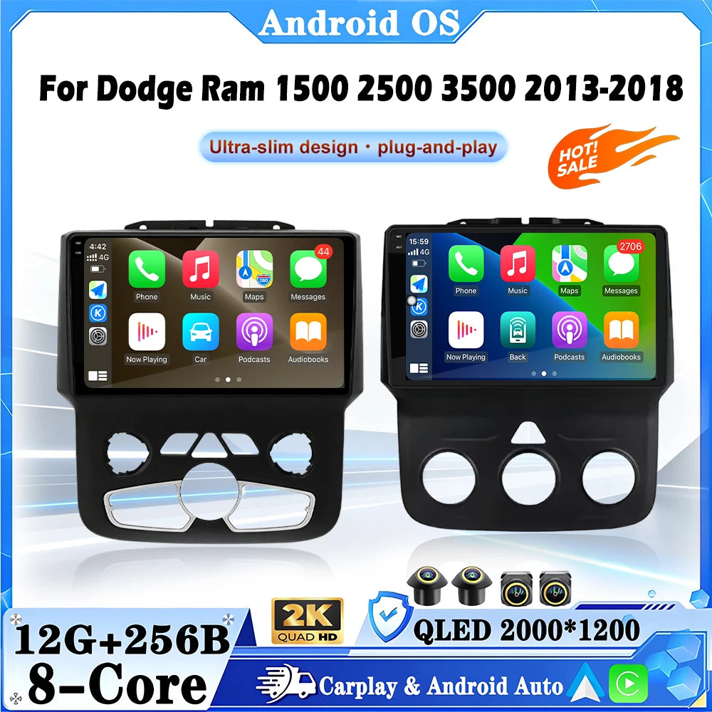 Wireless CarPlay For Dodge Ram 1500 2500 3500 2013-2018 Android Auto Navigation GPS Car Mu