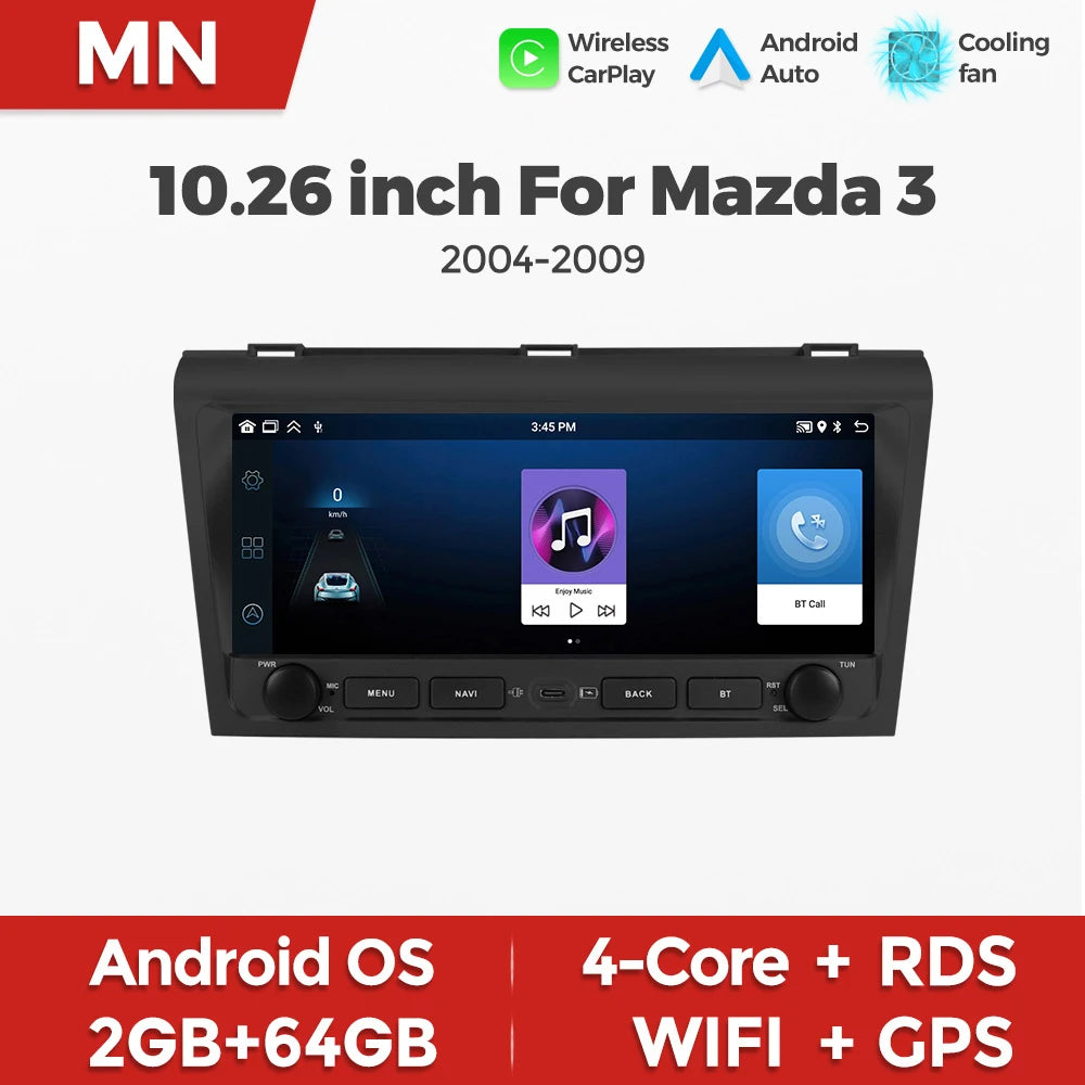 MEKEDE&NAVIFLY Car Radio For Mazda 3 2004 2005 2006 2007 2008 2009 Carplay GPS Central Mul