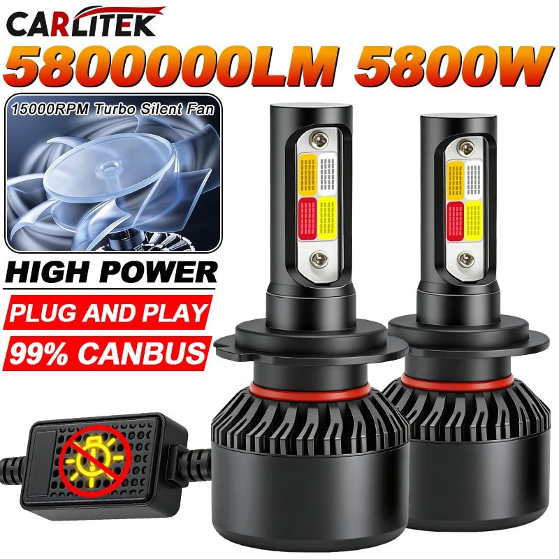 4Colors Strobe 5800W Bulb Car Headlight LED H4 H7 H1 LED Car Flashing Fog Lamp H8 H9 H11 9