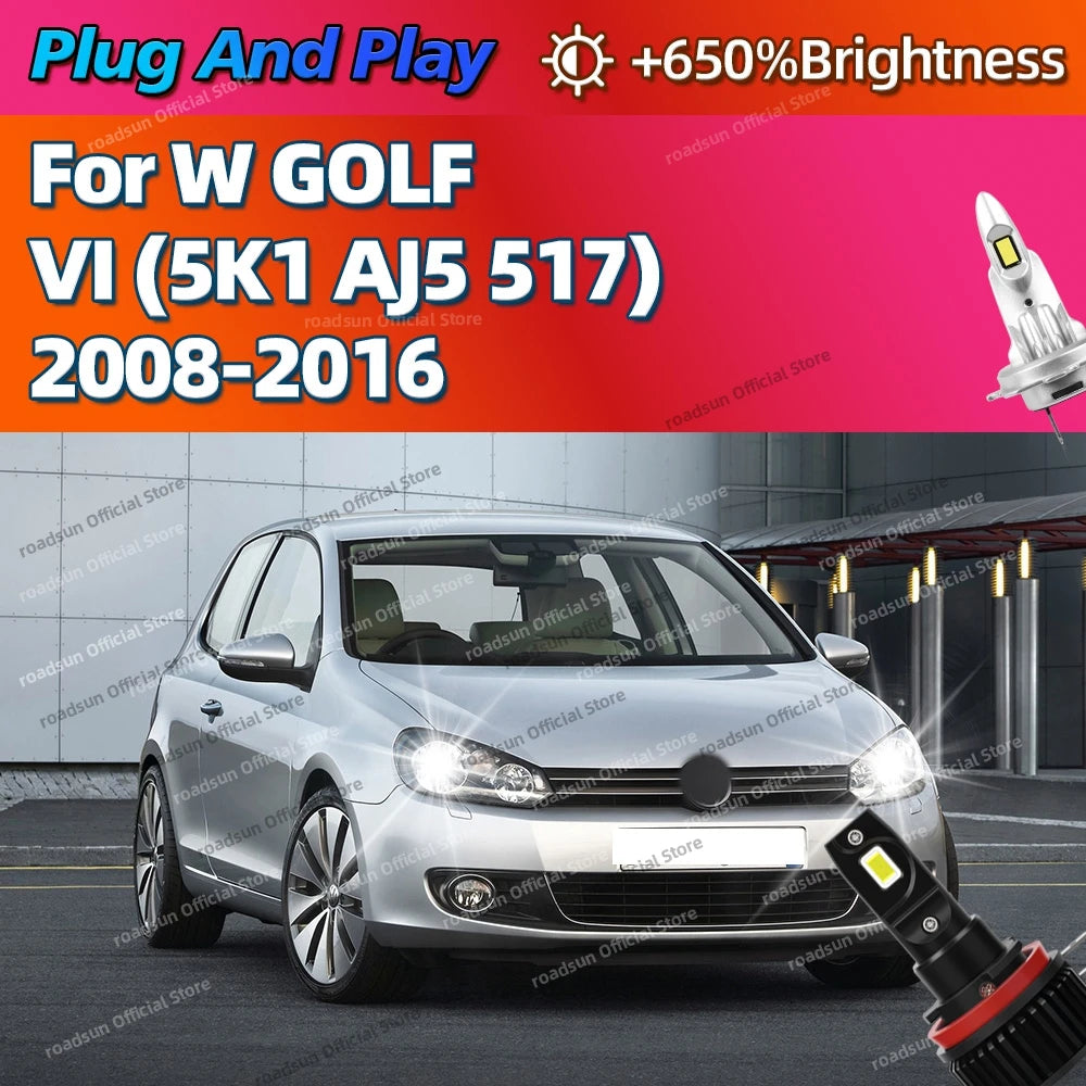 2/4Pcs 6000K Bulb Canbus Led Lamp Car Headlight Light For VW GOLF VI 5K1 AJ5 517 2008-2016
