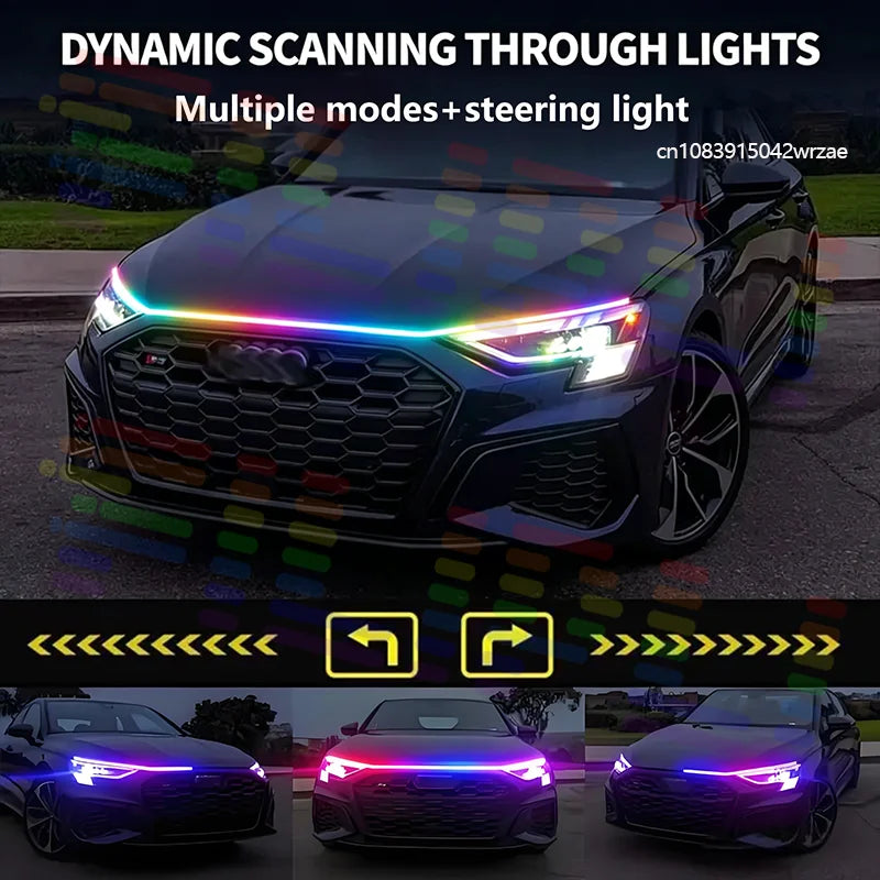 LED Car Hood Light Color Streamer-Style Turn Signal and Startup Function Dynamic Daytime R | AUTOKITSHOP