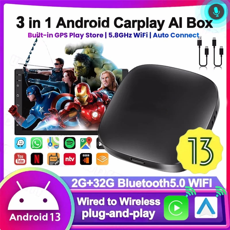 2025 CarPlay Smart Ai Box Android Wireless CarPlay Android Auto Adapter For Netflix For Yo | AUTOKITSHOP