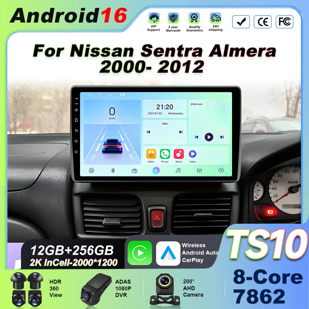 Android Auto Carplay Car Radio For Nissan Sentra Almera 2000 2001 2002 2003 2004 - 2012 Mu | AUTOKITSHOP