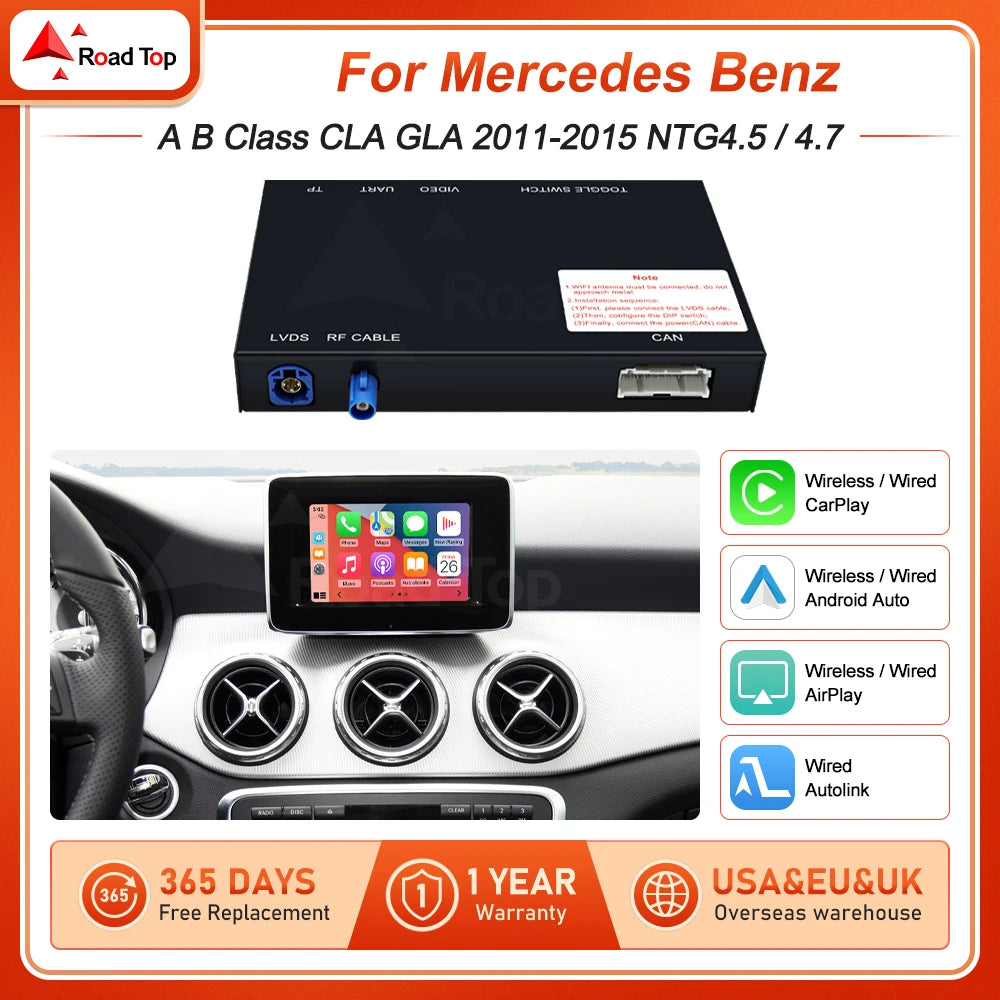 Road Top Wireless CarPlay For Mercedes Benz A B Class W176 W246 CLA GLA 2011-2015, with An | AUTOKITSHOP