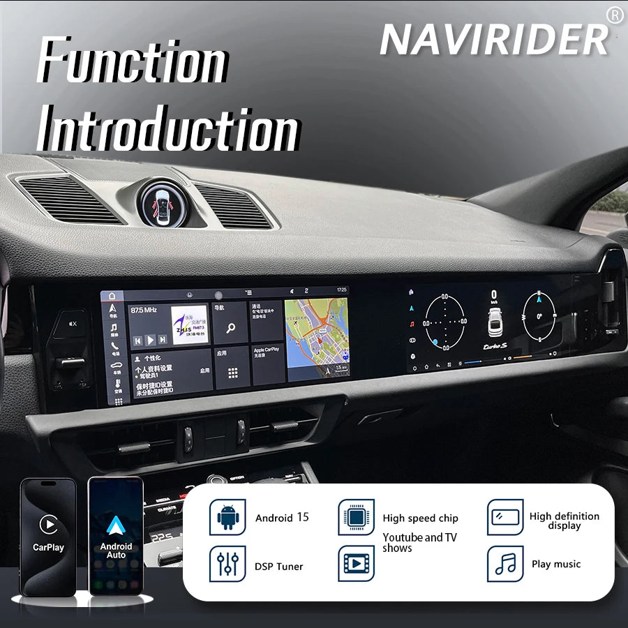 12.3+12.3Inch Interactive Car Radio For Porsche Cayenne 2018-2024 Upgraded 2025 New Displa | AUTOKITSHOP