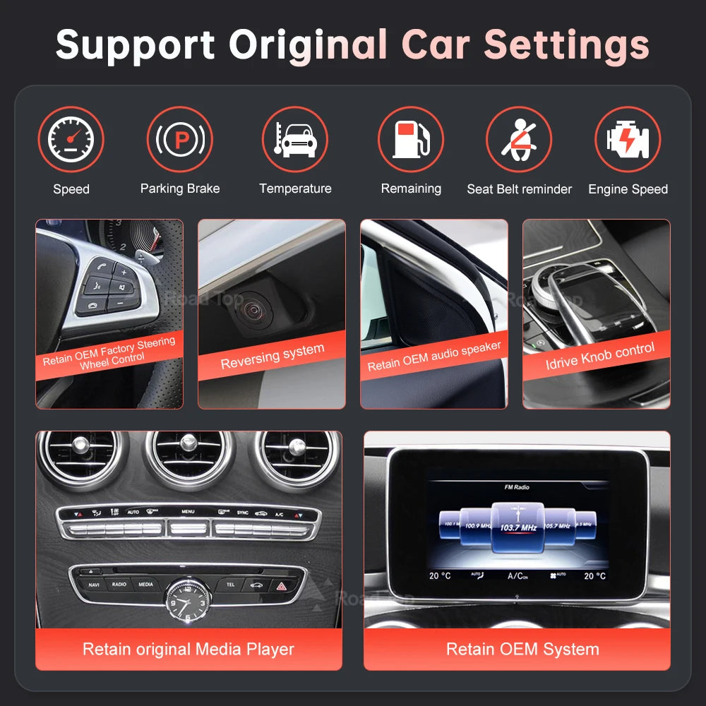 Wireless CarPlay Android Auto Multimedia Screen for Mercedes-Benz C Class W205 GLC V Class | AUTOKITSHOP