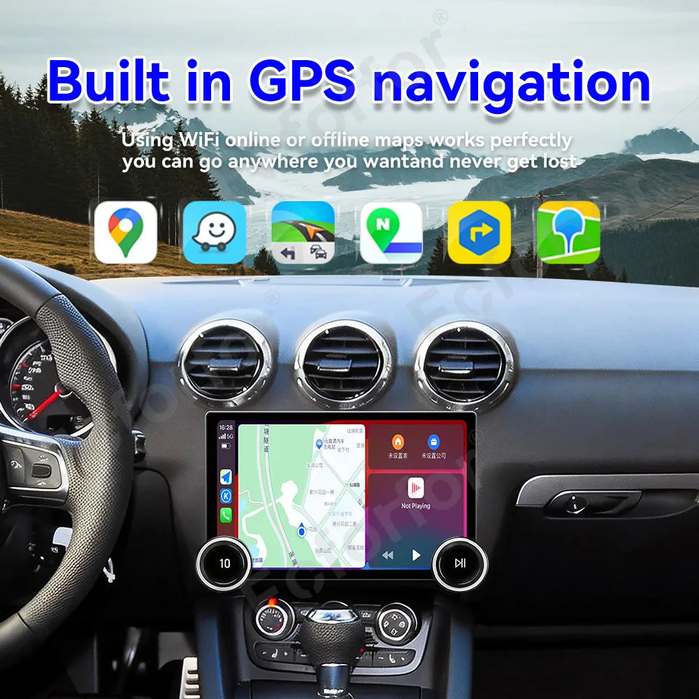 Smart Android 15 Car Head Unit Ultra-thin HD Screen Wireless Carplay GPS Navigation Stereo