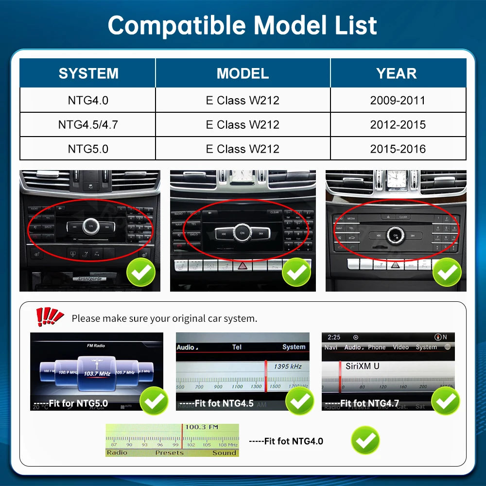 Wireless CarPlay Touch Screen Multimedia Display For Benz E Class W212 NTG4.0/4.5/5.0 With | AUTOKITSHOP