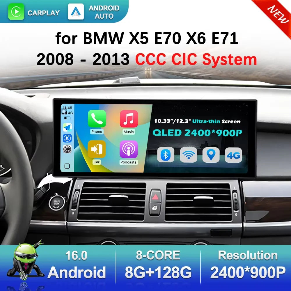for BMW X5 E70 X6 E71 2008 - 2013 CCC CIC System Carplay Android Intelligent System Car Ra