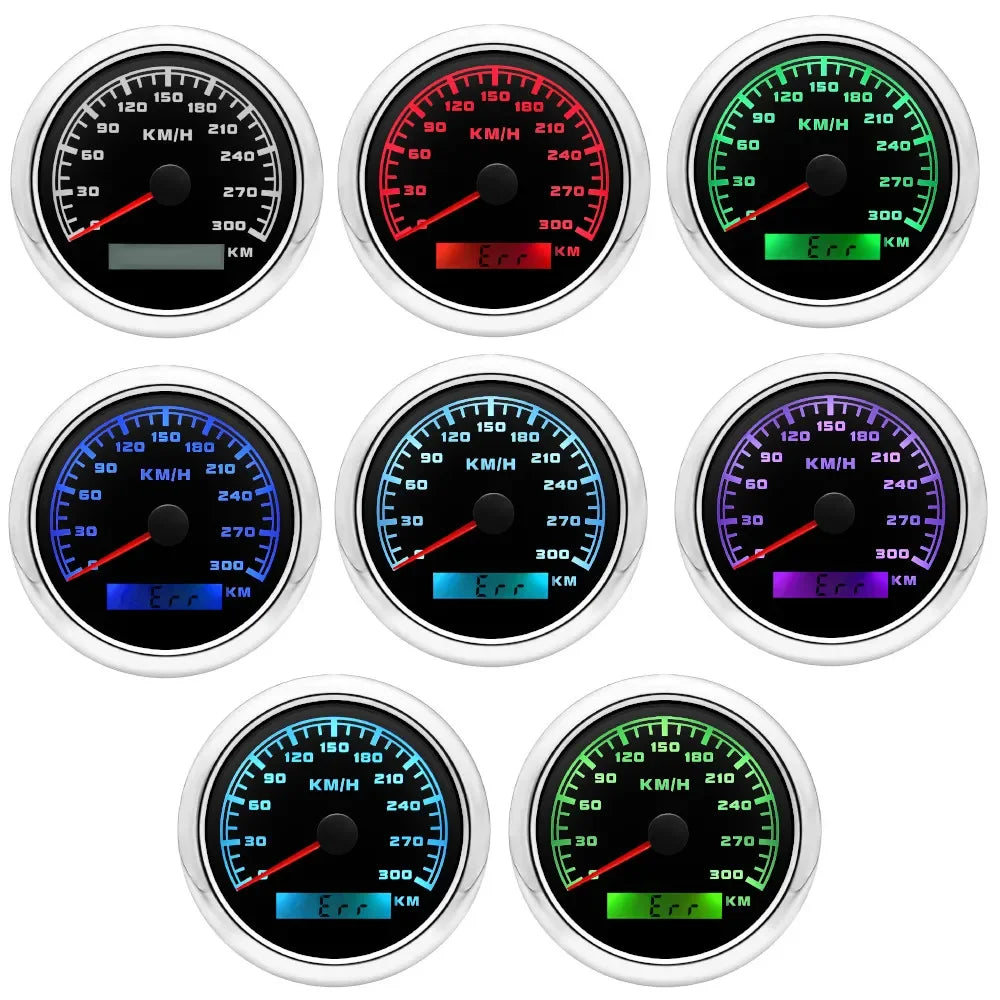 HD 7 Color Backlight Waterproof 300KM/H 85MM GPS Speedometer Gauge Universal Boat Car Odometer S - Automotive LED Light