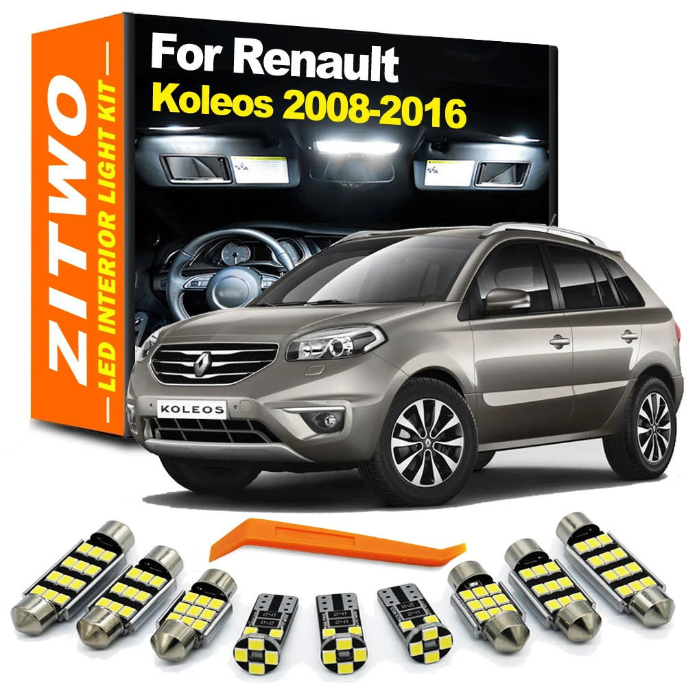 ZITWO 13Pcs LED Bulb Interior Dome Map Trunk Sun Visor Light Kit For Renault Koleos 2008 2009 2010 2011 2012 2013 2014 2015 2016