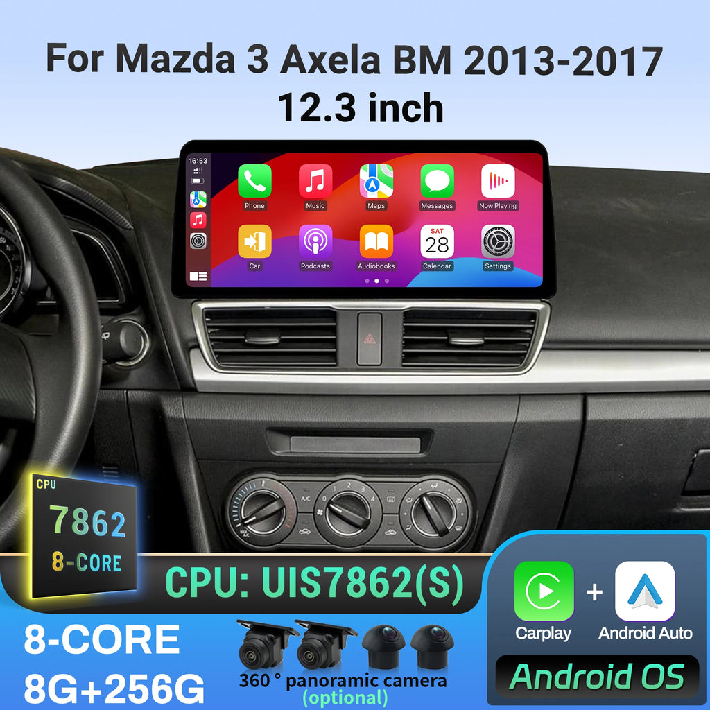 12.3 inch Android 14 For Mazda 3 Axela BM 2013-2017 Multimedia CarPlay Car Radio Multimedi