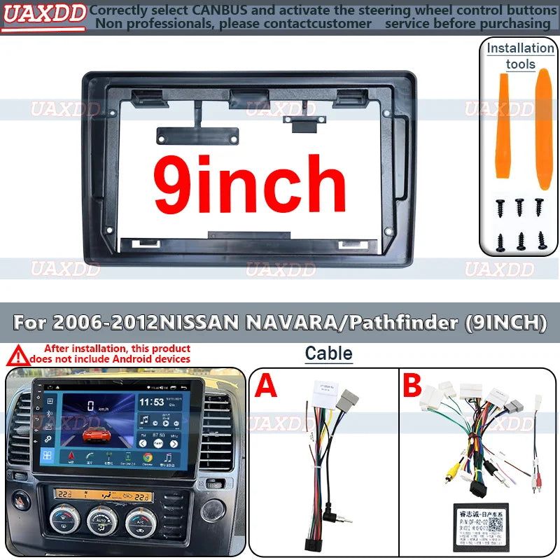 Cadre dautoradio For Nissan NAVARA 2006-2012 9 inch kit tableau bord installation la conso