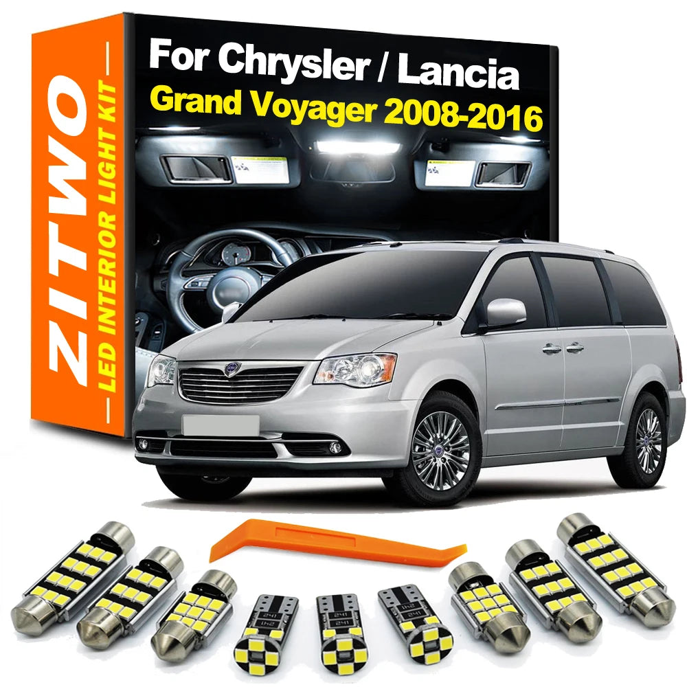 ZITWO 16Pcs LED Bulb Interior Dome Map Reading Trunk Light Kit For Chrysler Lancia Grand Voyager 2008 - 2012 2013 2014 2015 2016