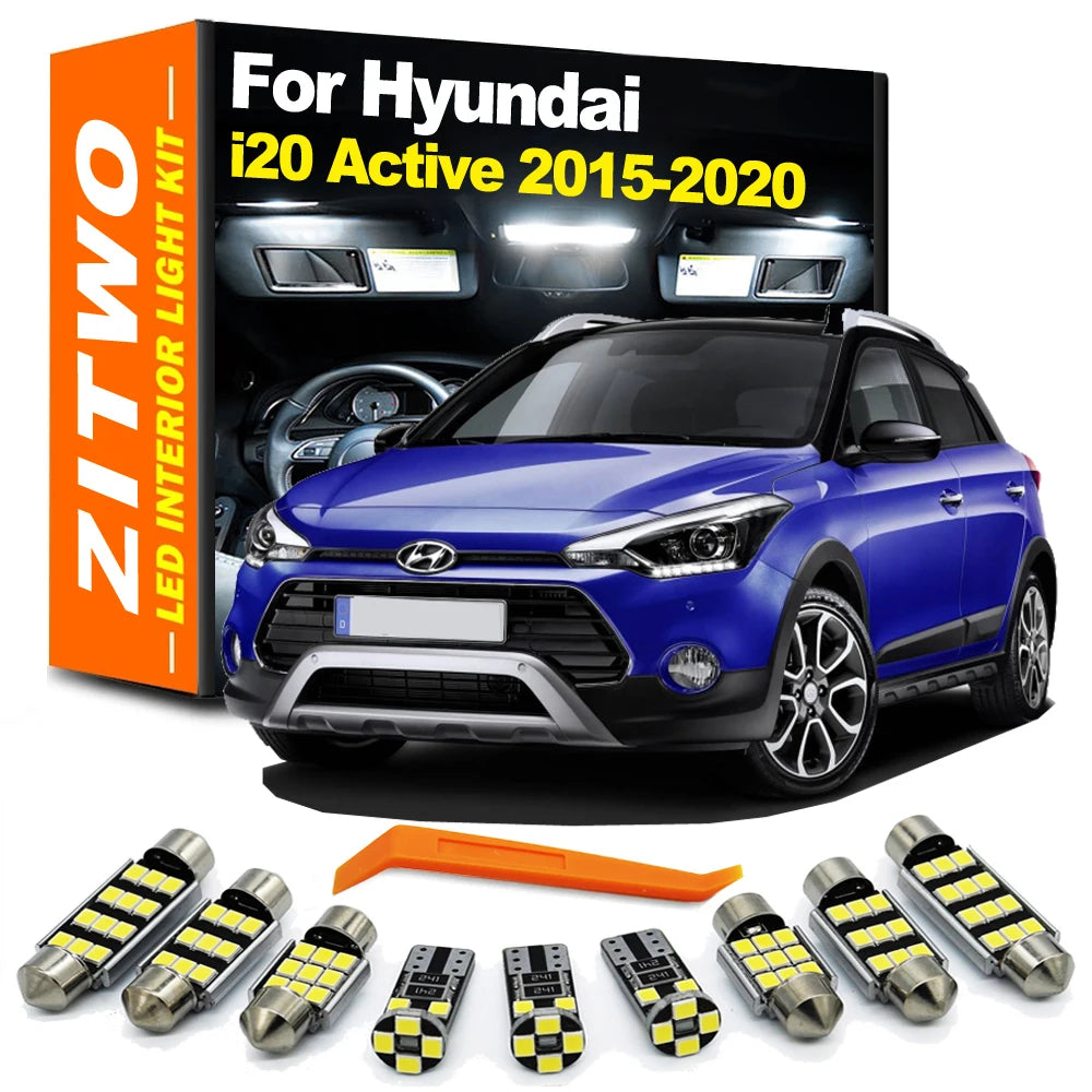 ZITWO 11Pcs LED Interior Dome Map Light Bulb Kit For Hyundai i20 Active 2015 2016 2017 2018 2019 2020 License Plate Lamp Canbus
