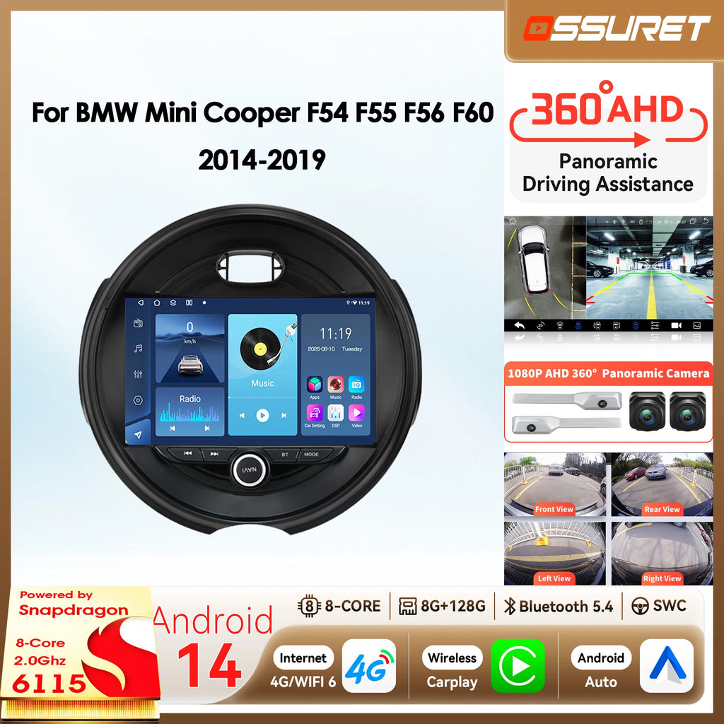 Android smart car systems for BMW Mini Cooper F54 F55 F56 F60 2014 - 2019 Auto radio Carpl