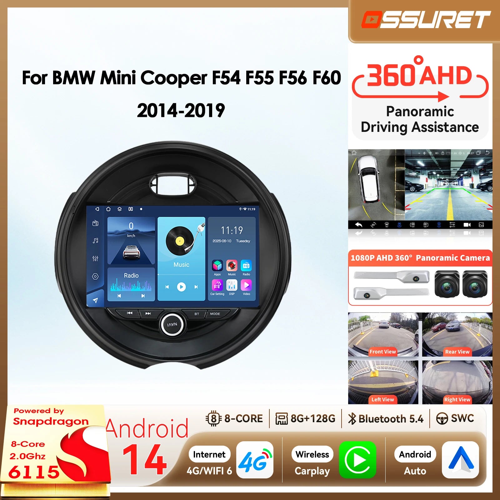 Android smart car systems for BMW Mini Cooper F54 F55 F56 F60 2014 - 2019 Auto radio Carpl