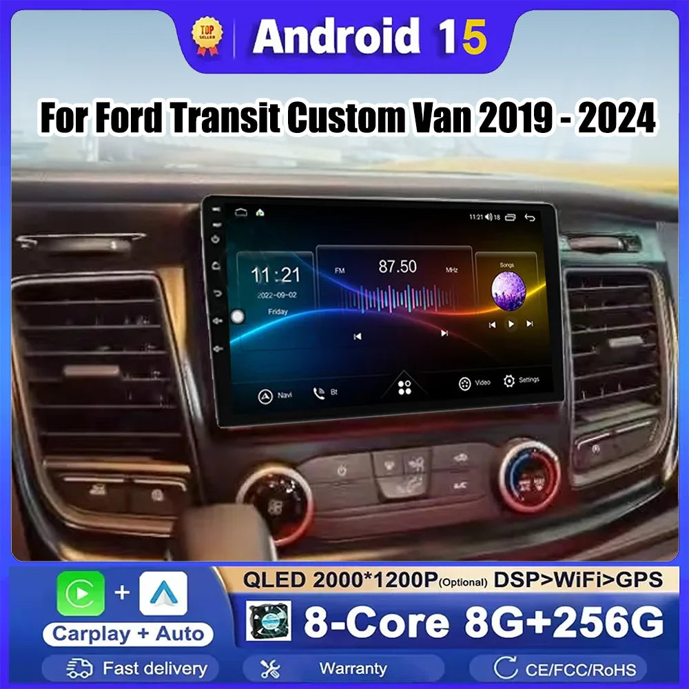 Android 15 For Ford Transit Custom Van 2020 - 2024 Car Radio Multimedia Video Player Carpl | AUTOKITSHOP