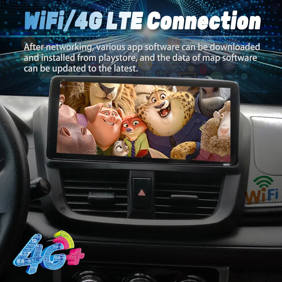 10.25" Android Player For Toyota Vios Yaris 2014 - 2016 Carplay Car Radio Stereo GPS Multi
