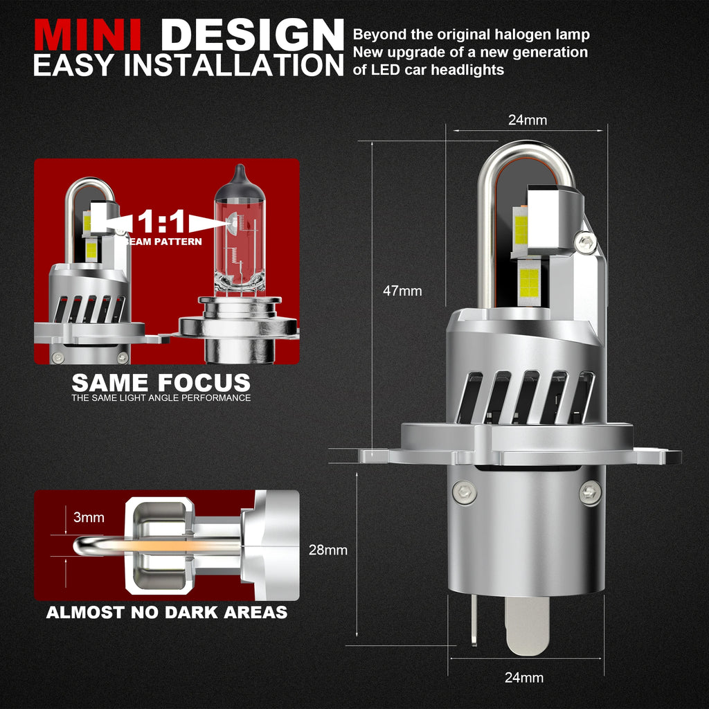 H4 Bi LED Headlights Bulb 1000W High Power Auto Lamp CANBUS 3570 CSP Mini Wireless Car Lig