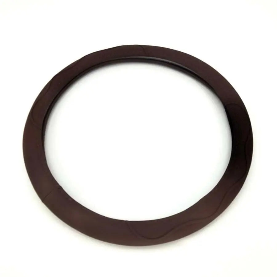 38cm Universal Brown Car Steering Wheel Cover Comfort Grip Anti-Slip PU Leather