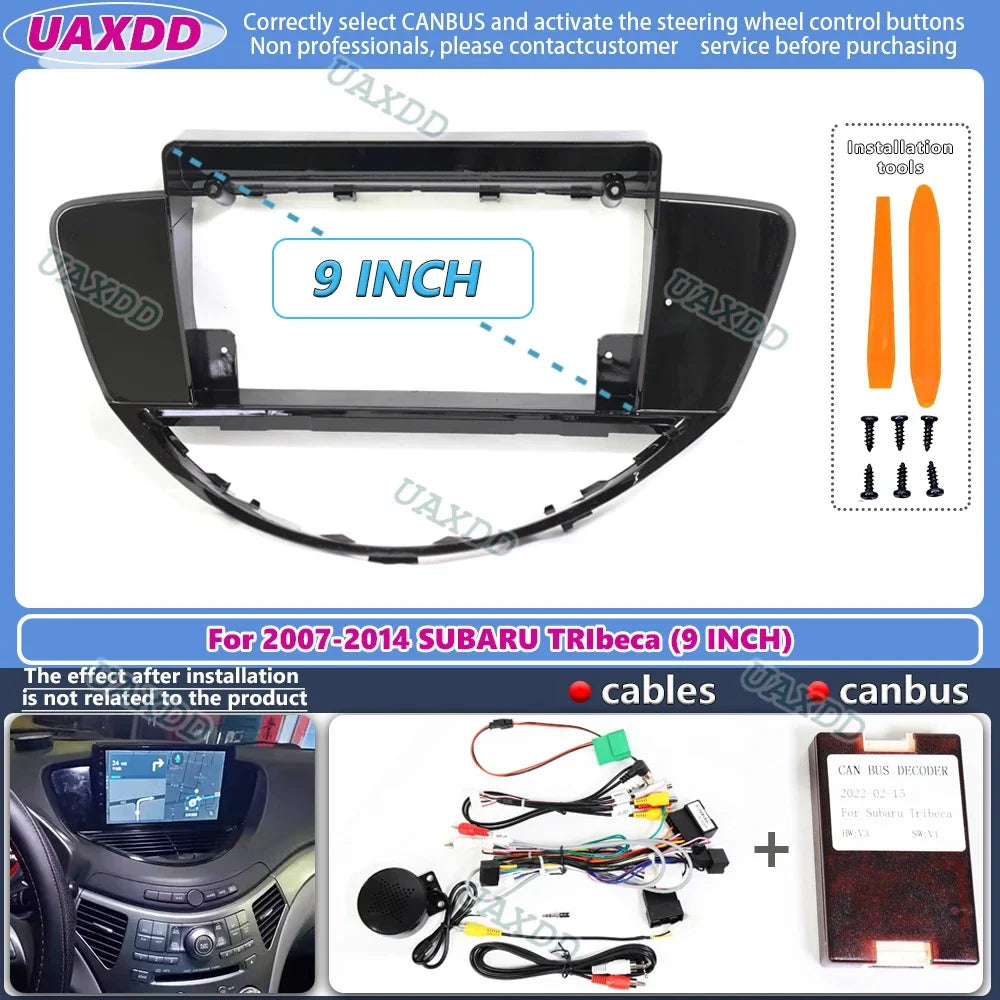 For 2007-2014 Subaru TRIbeca 9INCH 2 Din Car stereo radio Android frame panel fascia cable