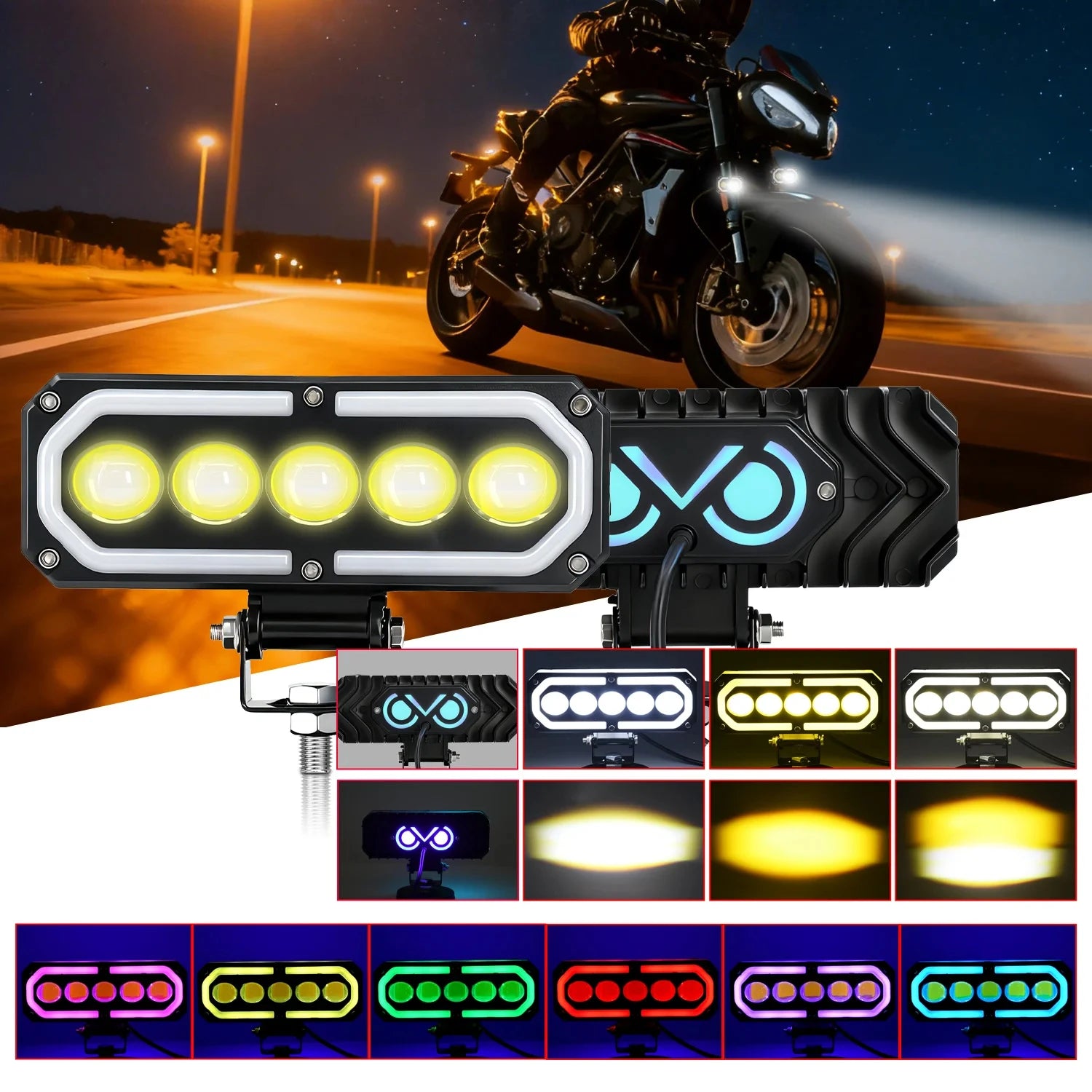 Motorcycle High Power 200W Fog Lamps Additional LED Auxiliary Lighthouse 12V 24V Off-road