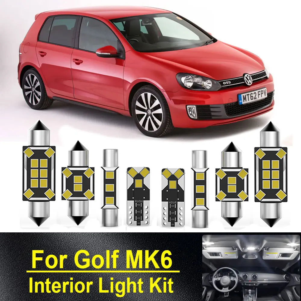 14-Piece LED Interior Light Kit for VW Volkswagen Golf MK6 6 VI GTI - Canbus Error-Free Bulbs | AUTOKITSHOP