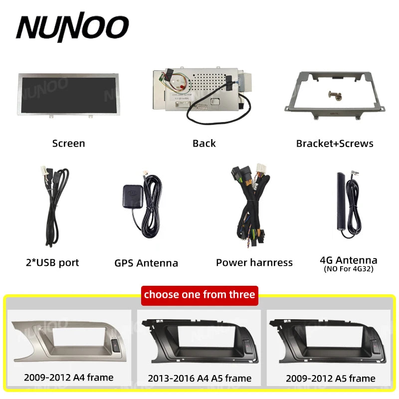 For Audi A4 B8 A5 Android 14 Car Multimedia Player Wireless Carplay Screen Autoradio Stere