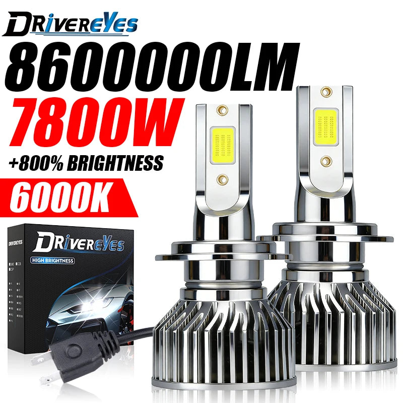7800W H7 H4 H11 Led Headlight Canbus H1 H8 H9 H11 9005 HB3 9006 HB4 9012 Bulb 8600000LM Ca