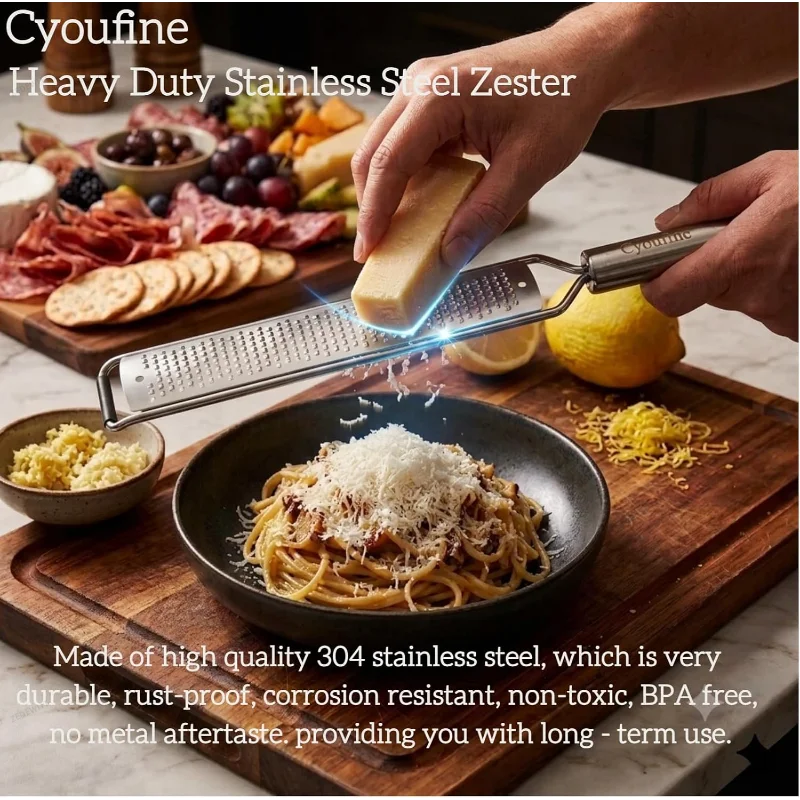 Double Sided Stainless Steel Cheese Grater Lemon Zester Garlic Ginger Shredder Slicer Non-slip H - Automotive LED Light