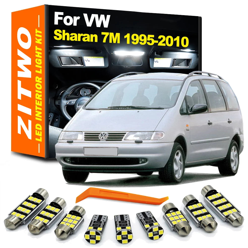 ZITWO 13Pcs Canbus LED Interior Dome Reading Map Light Bulb Kit For VW Volkswagen Sharan 7M 1995- 2005 2006 2007 2008 2009 2010