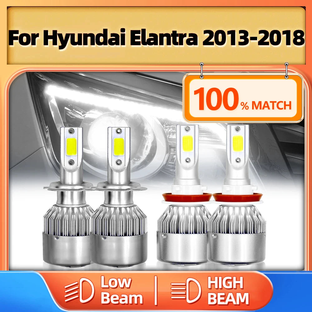 40000LM LED Car Headlight Bulbs H7 H11 Auto LED Headlamps High Low Beam For Hyundai Elantr